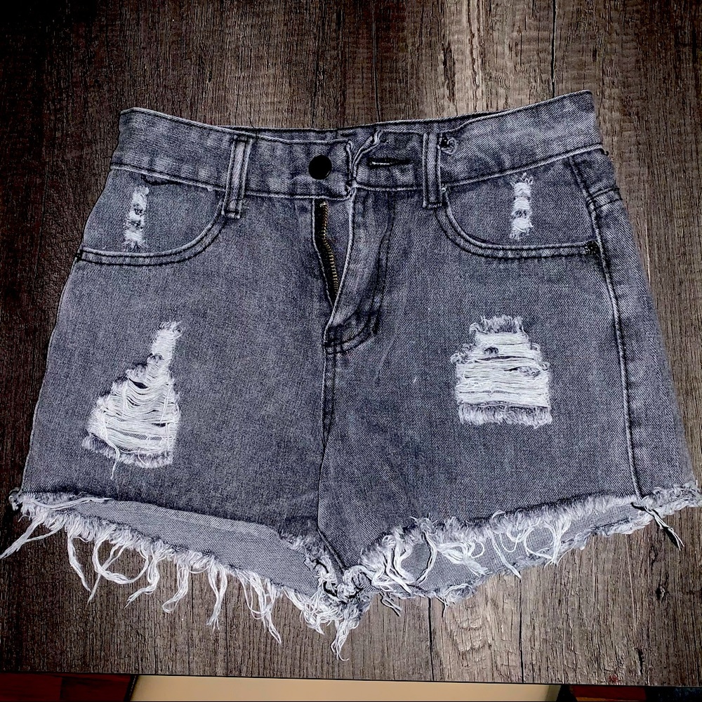 Ripped jean shorts